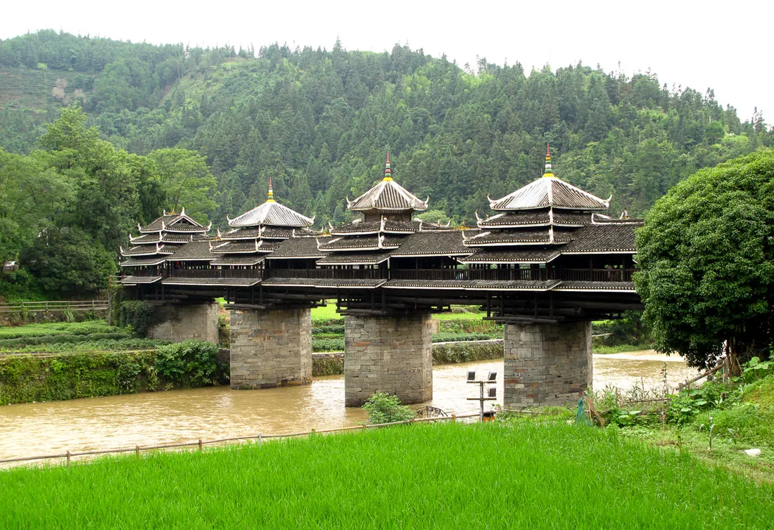 The Chengyang wind-and-rain bridge in Sanjiang