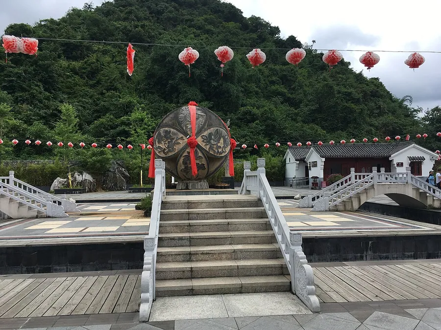 Embroidered ball sculpture at Liu Sanjie Park, Yangshuo